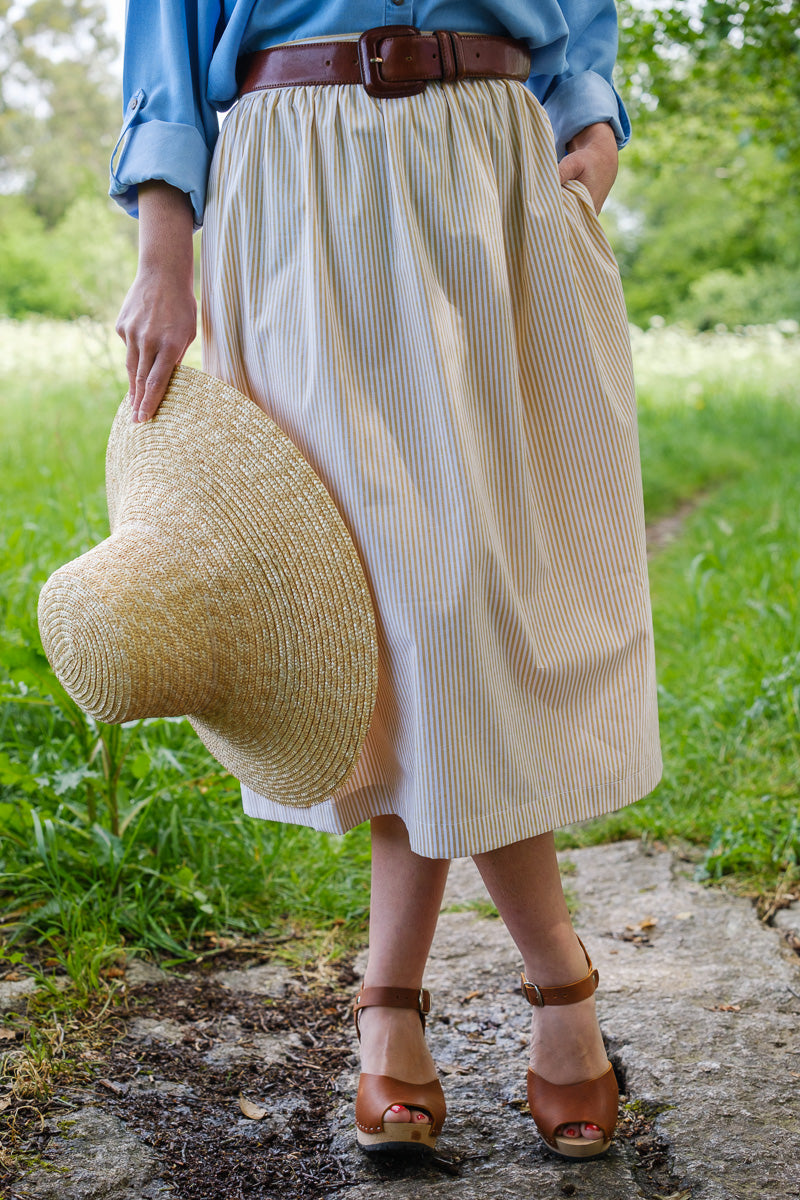 FALDA ANA RAYAS OCHRE. Antes 65€ - LA ROMANA GALICIA