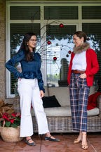 Top Sonia terciopelo azul pato