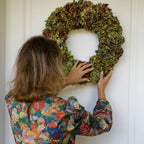 Corona de hortensias gallegas verdes