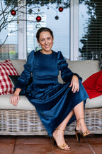 Top Sonia terciopelo azul pato