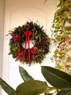 Corona de Navidad con hortensias